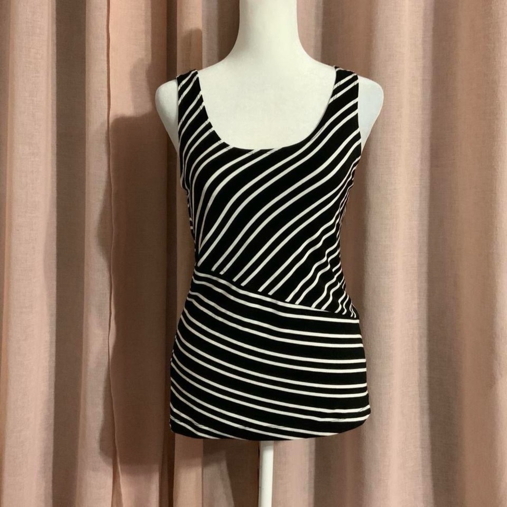 Chico's Black and White Striped Tank Top Size 0 Small
